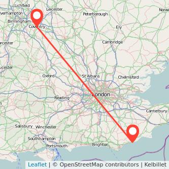 Hastings Coventry train map