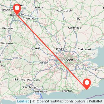 Hastings Birmingham train map