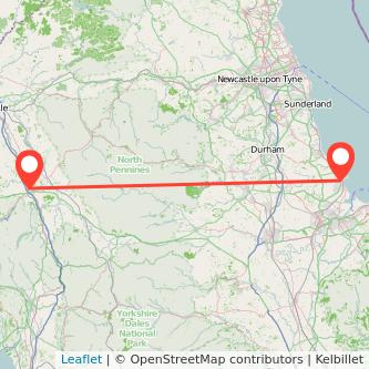 Hartlepool Penrith train map