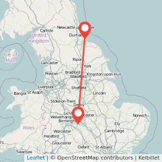 Hartlepool Coventry bus map