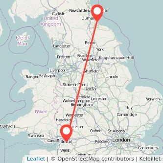 Hartlepool Bristol train map