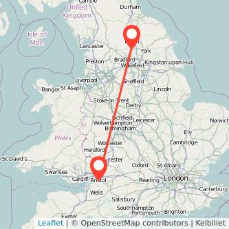 Harrogate Bristol bus map