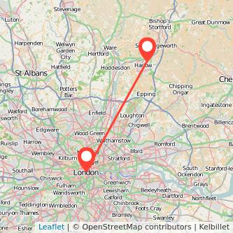 Harlow London bus map