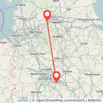 Halifax Coventry train map