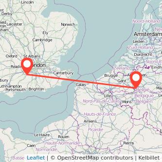 Guildford Brussels train map