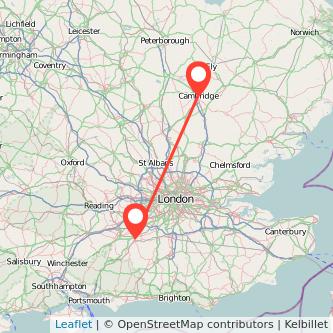 Guildford Cambridge train map