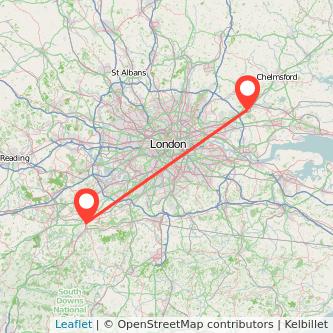 Guildford Brentwood train map