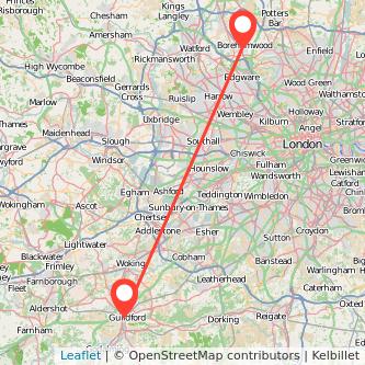 Guildford Borehamwood train map