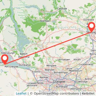 Greenock Stirling train map