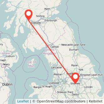 Greenock Sheffield train map