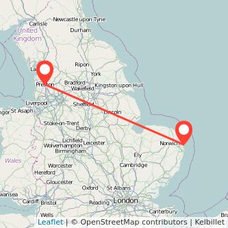 Great Yarmouth Preston train map