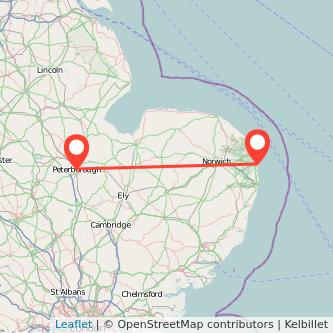 Great Yarmouth Peterborough train map