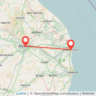 Great Yarmouth Norwich train map