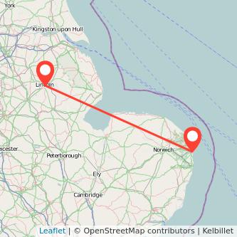 Great Yarmouth Lincoln train map