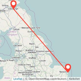 Great Yarmouth Edinburgh train map