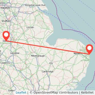 Great Yarmouth Derby train map