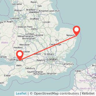 Great Yarmouth Bristol train map