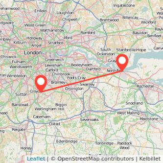 Gravesend Croydon bus map