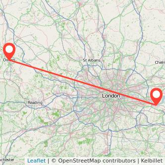 Gravesend Oxford train map