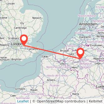 Gravesend Brussels bus map