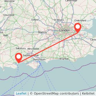Gravesend Bournemouth train map