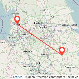 Grantham Preston bus map