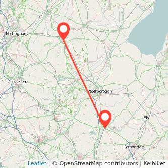 Grantham Huntingdon bus map