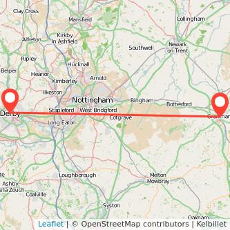 Grantham Derby bus map