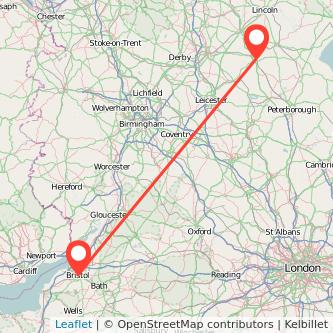 Grantham Bristol bus map