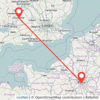 Gloucester Paris train map
