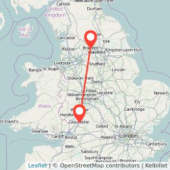 Gloucester Bradford train map