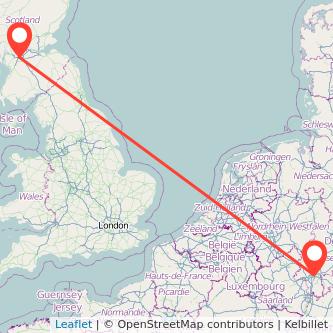 Glasgow Frankfurt flight map