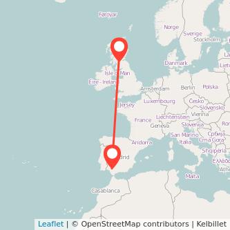 Glasgow Seville flight map
