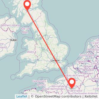 Glasgow Paris train map