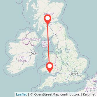 Glasgow Swansea bus map