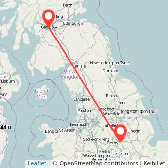 Glasgow Nottingham bus map