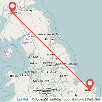 Glasgow Norwich train map