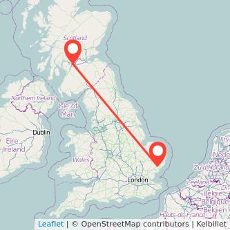 Glasgow Ipswich train map