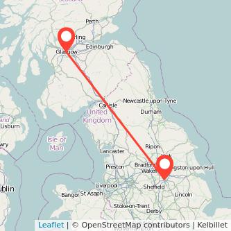 Glasgow Doncaster bus map