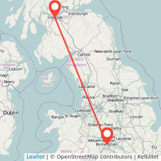 Glasgow Birmingham bus map