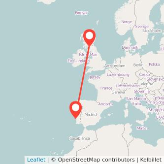 Glasgow Lisbon flight map