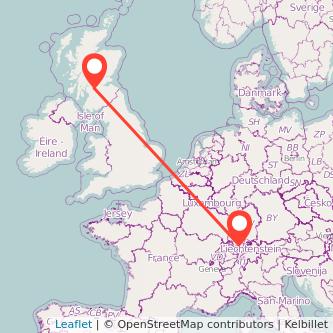 Glasgow Zurich train map