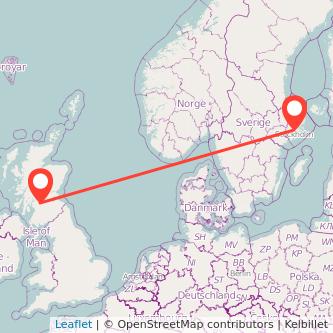 Glasgow Stockholm flight map