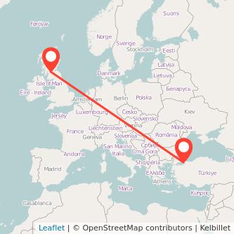 Glasgow Istanbul flight map
