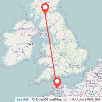Glasgow Guernsey flight map