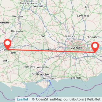 Gillingham Bristol train map