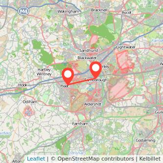 Fleet Farnborough train map