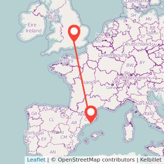 Farnborough Barcelona train map