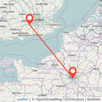 Farnborough Paris train map