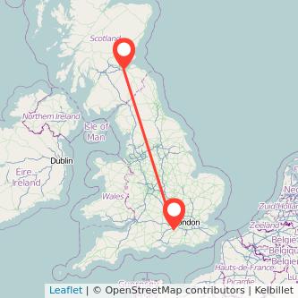 Farnborough Edinburgh train map